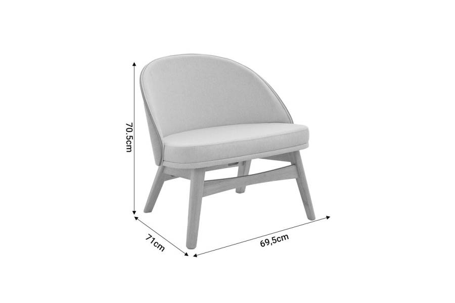 Καρέκλα Sarian pakoworld μπεζ ύφασμα-rubberwood φυσικό πόδι 69,5x71x70.5εκ