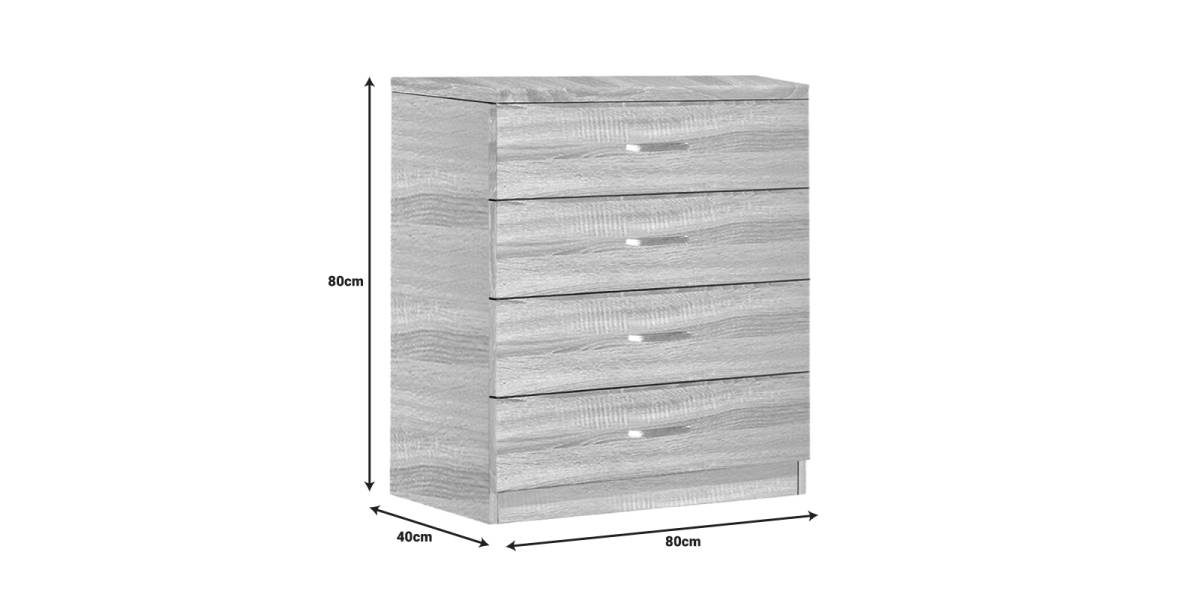 Συρταριέρα Killian pakoworld με 4 συρτάρια sonoma 80x40x80εκ