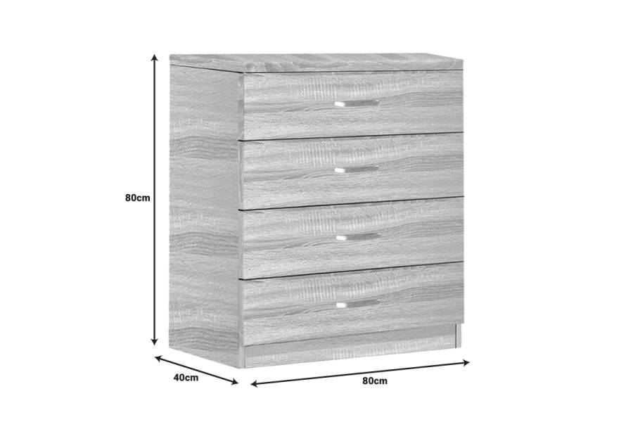 Συρταριέρα Killian pakoworld με 4 συρτάρια sonoma 80x40x80εκ