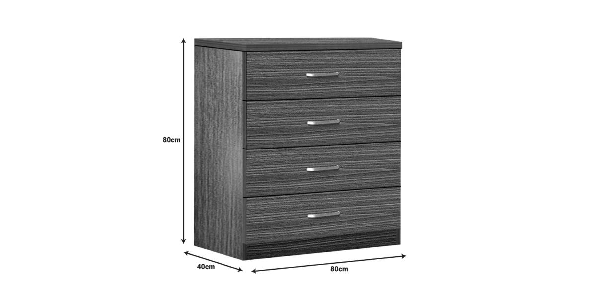 Συρταριέρα Killian pakoworld με 4 συρτάρια zebrano 80x40x80εκ