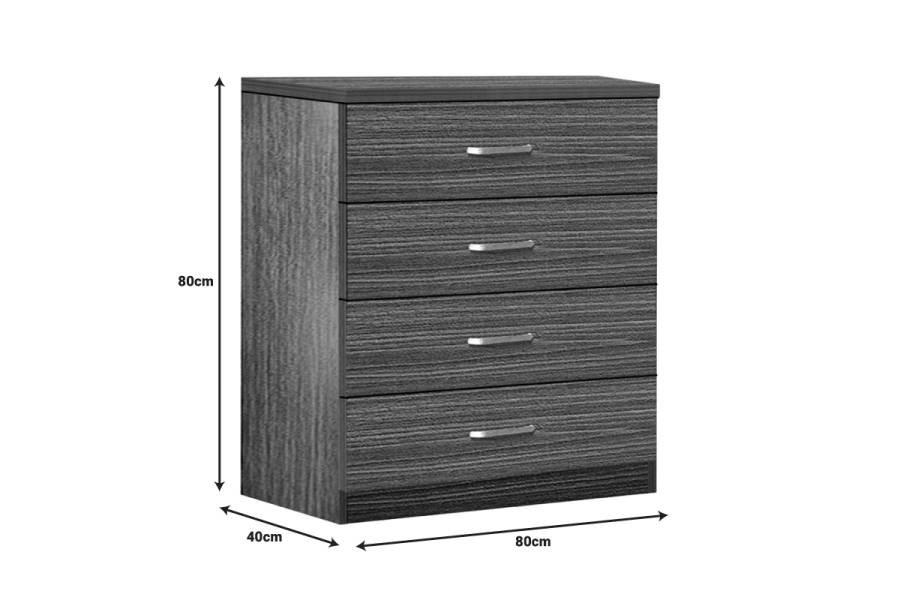 Συρταριέρα Killian pakoworld με 4 συρτάρια zebrano 80x40x80εκ