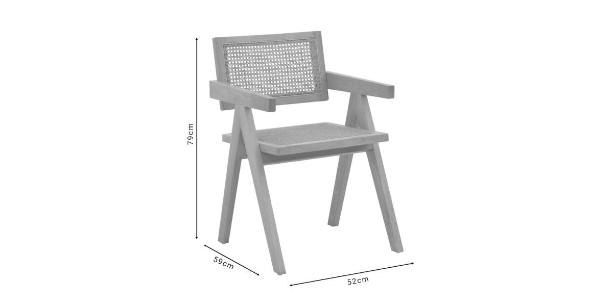 Πολυθρόνα Kalen pakoworld φυσικό rubberwood 52x59x79εκ