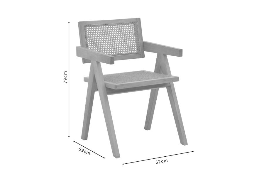 Πολυθρόνα Kalen pakoworld φυσικό rubberwood 52x59x79εκ