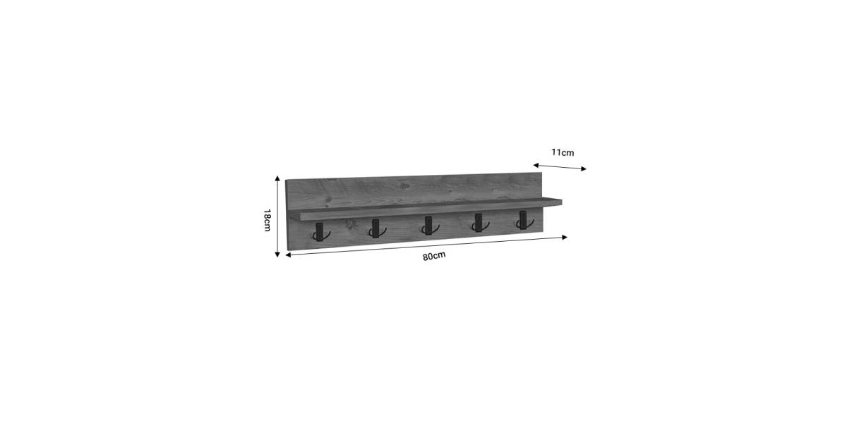 Κρεμάστρα τοίχου Esform pakoworld oak μελαμίνης 80x11x18εκ