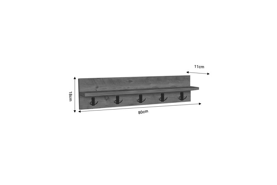 Κρεμάστρα τοίχου Esform pakoworld oak μελαμίνης 80x11x18εκ