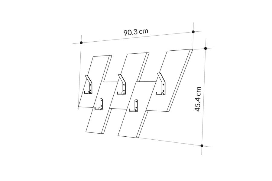 Κρεμάστρα τοίχου Livy pakoworld λευκό μελαμίνης 75.2x1.8x45.3εκ