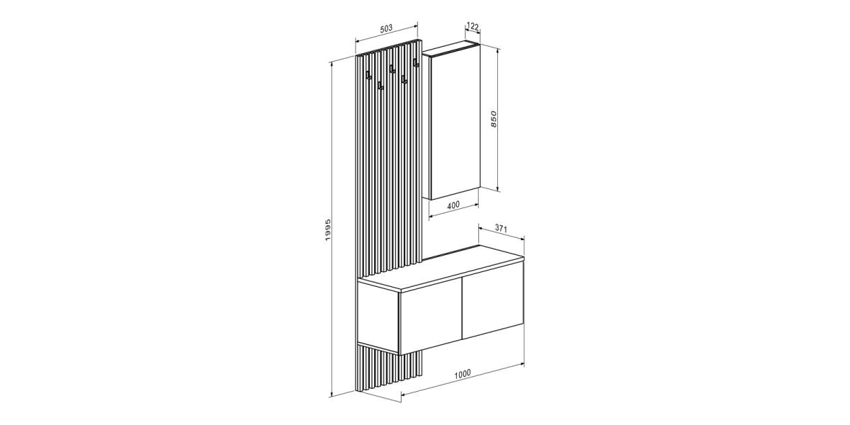 Έπιπλο εισόδου Arika pakoworld λευκό-sonoma 100x37x199.5εκ