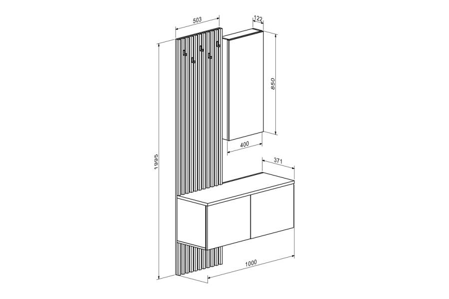 Έπιπλο εισόδου Arika pakoworld λευκό-sonoma 100x37x199.5εκ