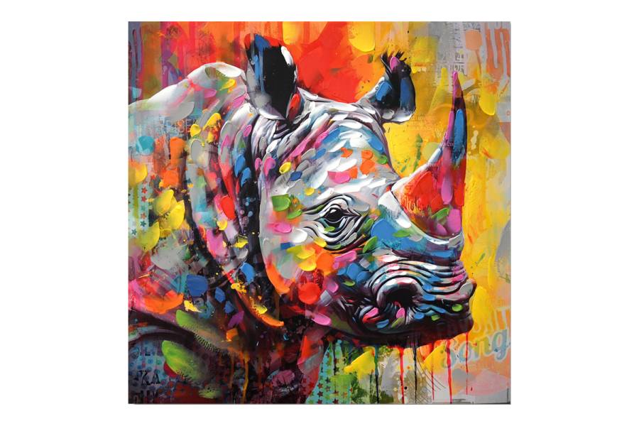 Πίνακας σε καμβά Rhinocery Inart 80x3x80εκ