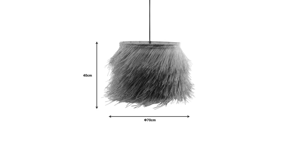 Φωτιστικό οροφής Hairy Inart Ε27 ρατάν σε φυσική απόχρωση Φ70x188εκ