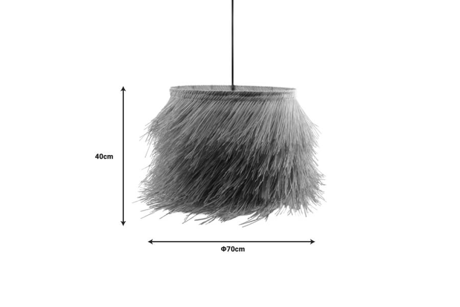 Φωτιστικό οροφής Hairy Inart Ε27 ρατάν σε φυσική απόχρωση Φ70x188εκ