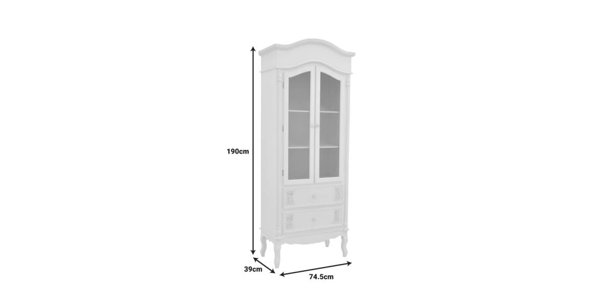 Βιτρίνα Pazlen Inart mdf σε λευκή αντικέ απόχρωση 74.5x39x190εκ