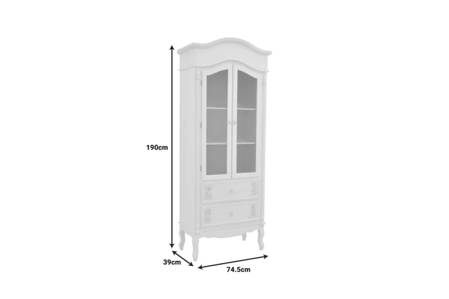 Βιτρίνα Pazlen Inart mdf σε λευκή αντικέ απόχρωση 74.5x39x190εκ