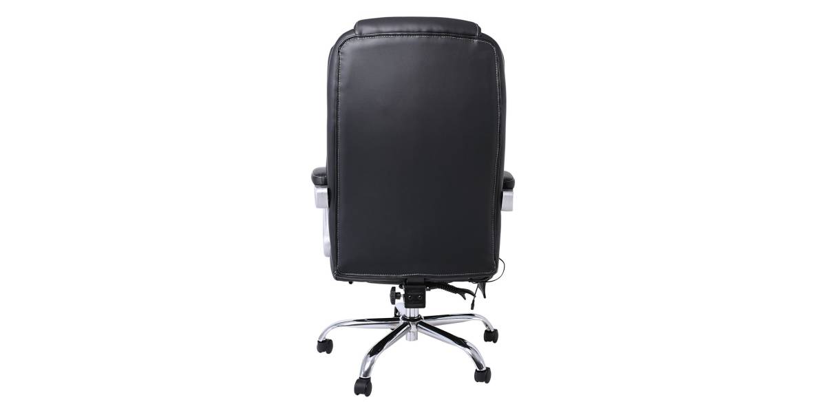 BF8550 Massage Relax Πολυθρόνα Γραφείου Διευθυντή, Βάση Χρώμιο με Υποπόδιο, Pu Μαύρο