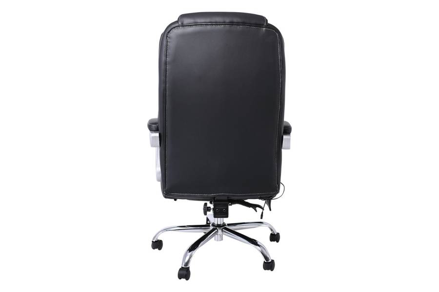BF8550 Massage Relax Πολυθρόνα Γραφείου Διευθυντή, Βάση Χρώμιο με Υποπόδιο, Pu Μαύρο
