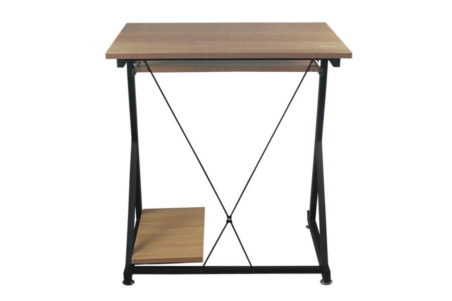 UNIT Γραφείο Η/Υ Μέταλλο Βαφή Μαύρο, Melamine Απόχρωση Sonoma