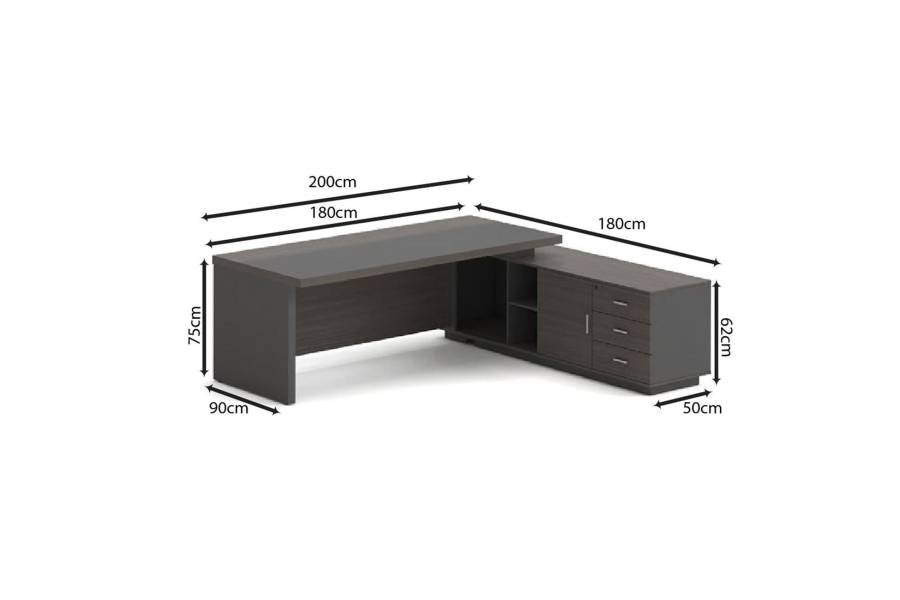 VIP Γραφείο Δεξιά Γωνία, Απόχρωση Grey Walnut