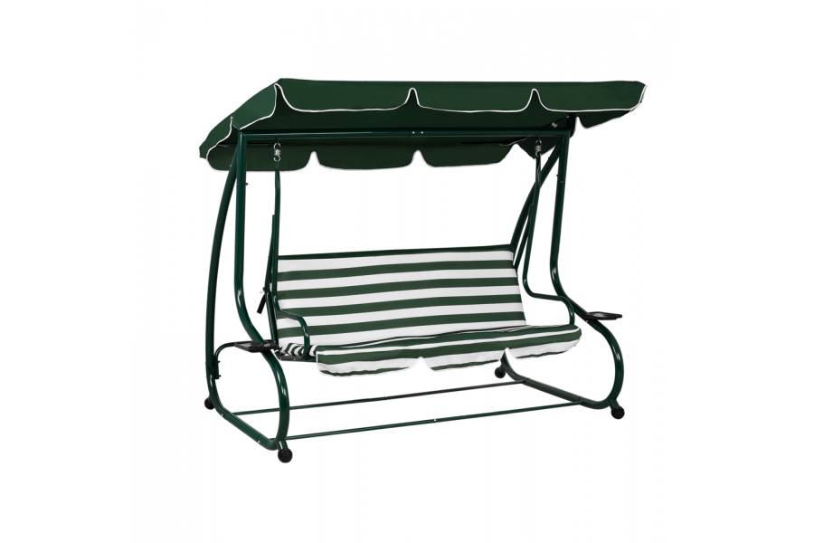 ΚΟΥΝΙΑ 3ΘΕΣΙΑ WALSH ΚΡΕΒΑΤΙ HM5050 ΠΡΑΣΙΝΟ-ΛΕΥΚΟ 211x117x175 cm