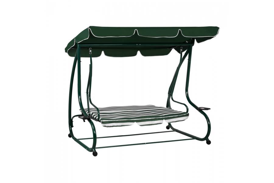 ΚΟΥΝΙΑ 3ΘΕΣΙΑ WALSH ΚΡΕΒΑΤΙ HM5050 ΠΡΑΣΙΝΟ-ΛΕΥΚΟ 211x117x175 cm