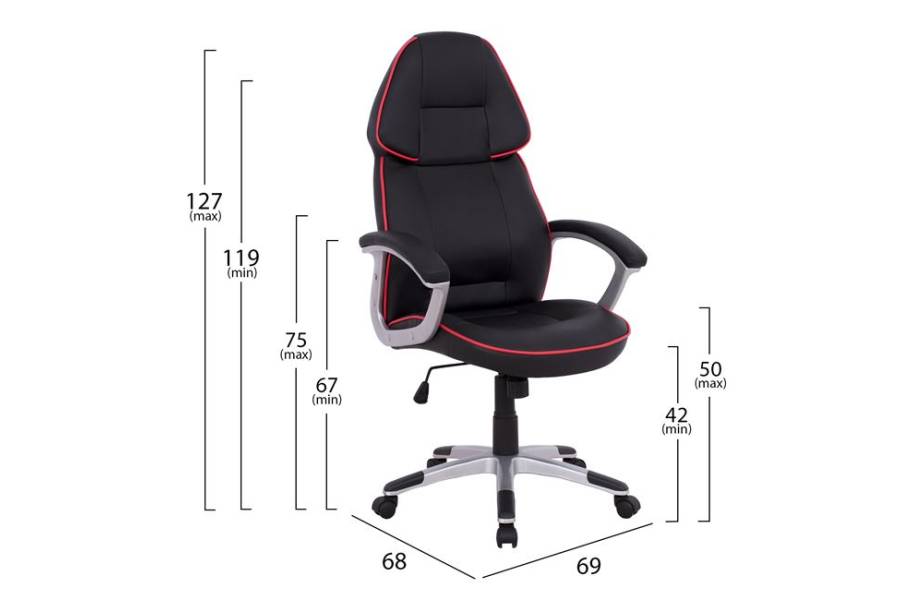 ΚΑΡΕΚΛΑ ΓΡΑΦΕΙΟΥ GAMING ARIS HM1007 BUCKET ΜΑΥΡΟ PU - ΚΟΚΚΙΝΗ ΡΙΓΑ 69x68x(119-127) εκ.