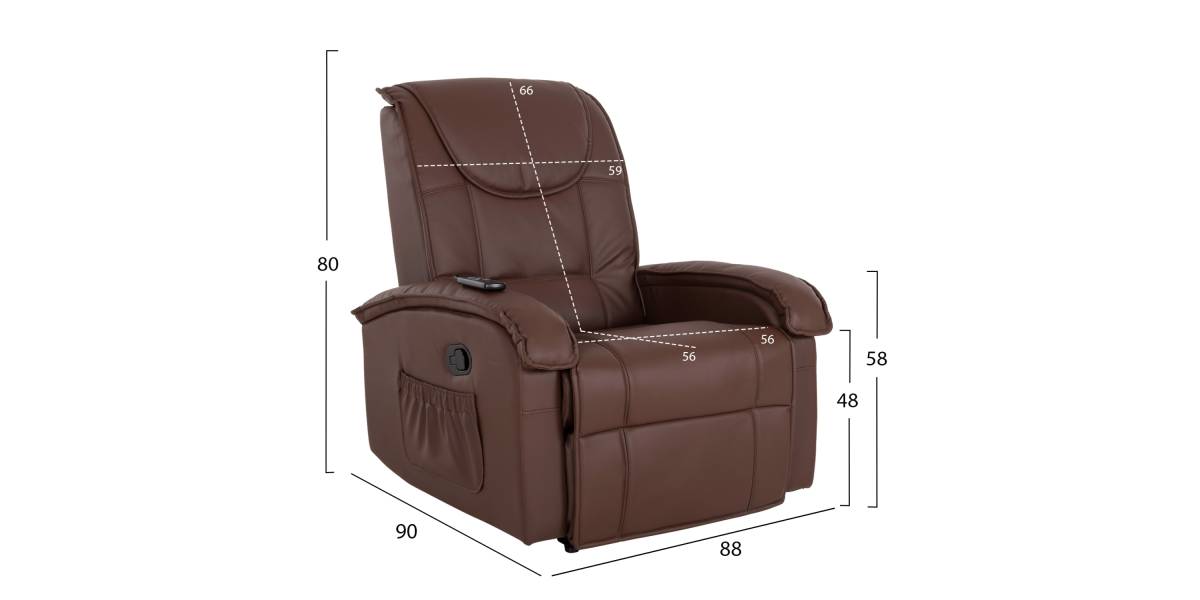 ΠΟΛΥΘΡΟΝΑ RELAX ΜΕ ΜΗΧΑΝΙΣΜΟ MASSAGE ROCCA HM0026.03 PU ΚΑΦΕ ΣΚΟΥΡΟ 80x96x97 εκ.