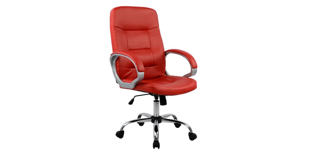ΚΑΡΕΚΛΑ ΓΡΑΦΕΙΟΥ HM1024.07 KOKKINH IVERN ΜΕ ΠΟΔΙ ΧΡΩΜΙΟΥ 64x55x112-120Υ εκ.