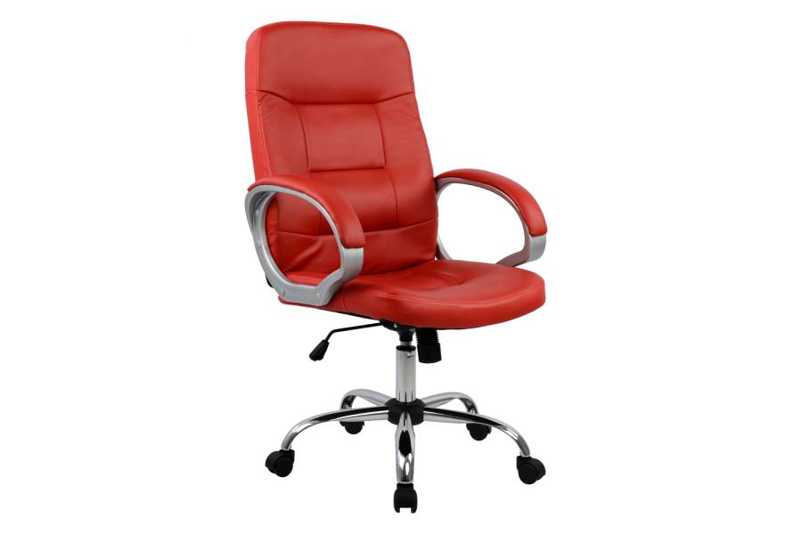 ΚΑΡΕΚΛΑ ΓΡΑΦΕΙΟΥ HM1024.07 KOKKINH IVERN ΜΕ ΠΟΔΙ ΧΡΩΜΙΟΥ 64x55x112-120Υ εκ.