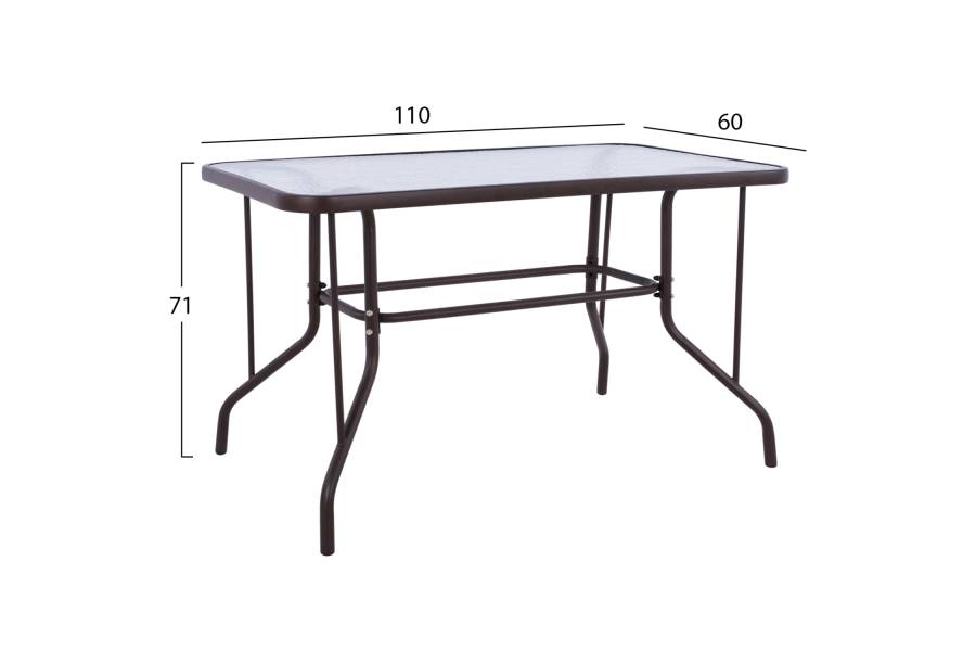 ΤΡΑΠΕΖΙ ADAM HM5020.02 ΜΕΤΑΛΛΙΚΟ ΚΑΦΕ ΜΕ ΓΥΑΛΙΝΗ ΕΠΙΦΑΝΕΙΑ 110Χ60Χ71Υεκ.