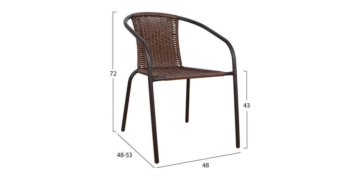 ΠΟΛΥΘΡΟΝΑ ΚΑΡΕΚΛΑ CAMEL HM5015.02 ΚΑΦΕ ΜΕΤΑΛΛΙΚΗ ΜΕ WICKER ΚΑΦΕ 48x48-53x72 cm