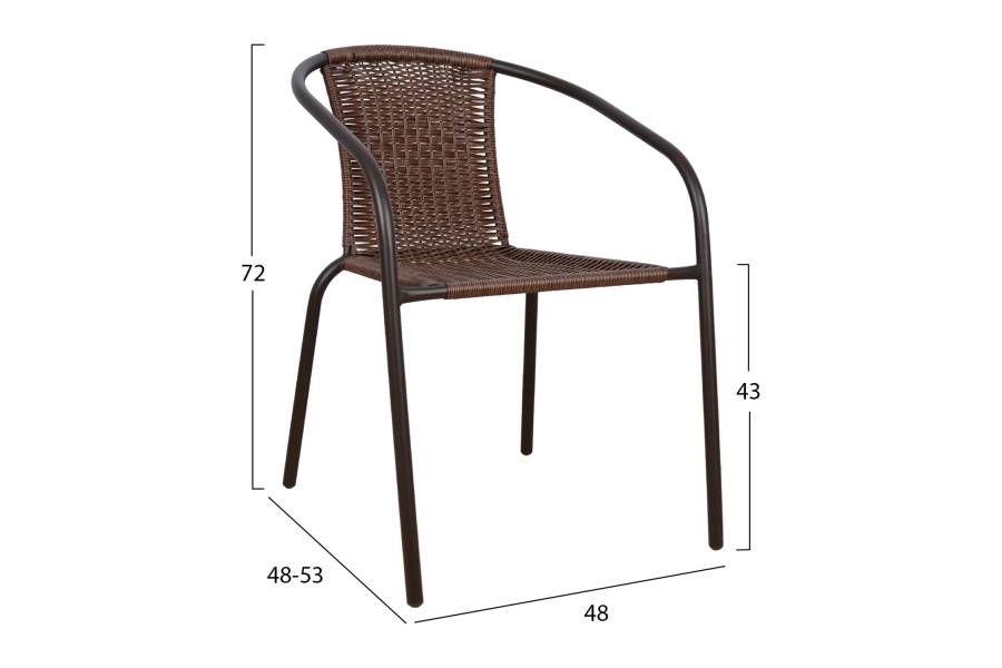 ΠΟΛΥΘΡΟΝΑ ΚΑΡΕΚΛΑ CAMEL HM5015.02 ΚΑΦΕ ΜΕΤΑΛΛΙΚΗ ΜΕ WICKER ΚΑΦΕ 48x48-53x72 cm