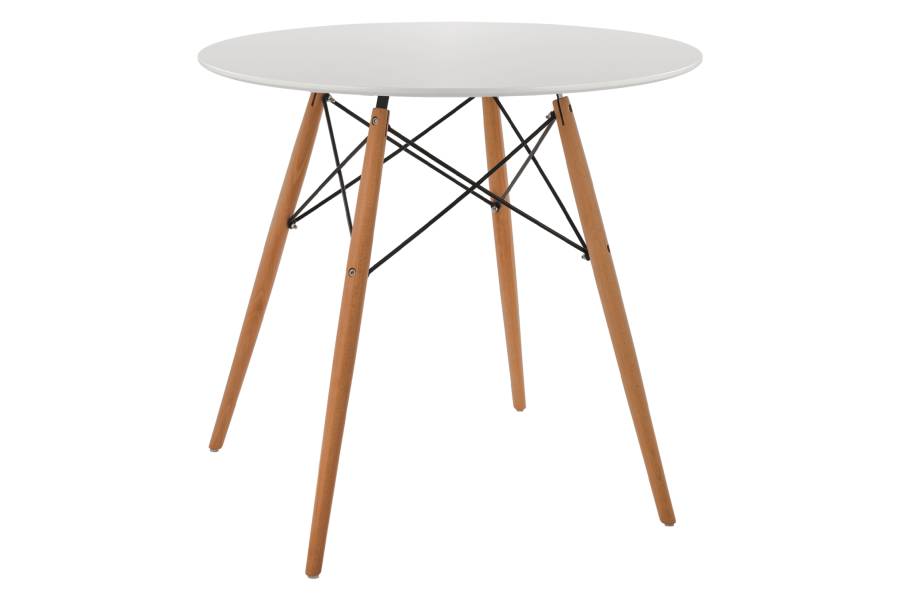 ΤΡΑΠΕΖΙ MINIMAL ΣΤΡΟΓΓΥΛΟ HM0059.01 MDF ΣΕ ΛΕΥΚΟ-ΠΟΔΙΑ ΟΞΙΑΣ ΦΥΣΙΚΟ Φ80Χ72Υεκ.