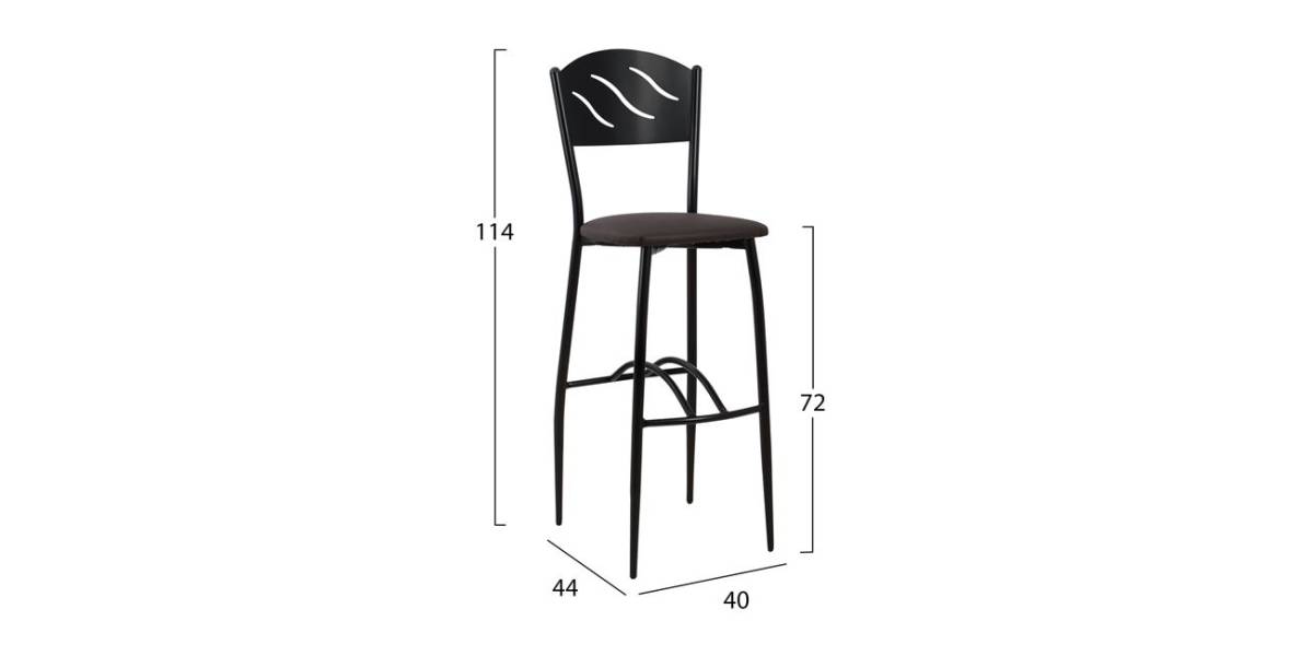 ΣΚΑΜΠΩ ΜΠΑΡ ΜΑΥΡΟ ΜΕΤΑΛΛΙΚΟ ΚΥΜΑ ΜΕ PU ΚΑΦΕ 40x44x114 εκ