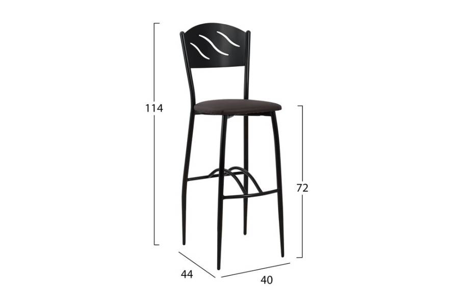 ΣΚΑΜΠΩ ΜΠΑΡ ΜΑΥΡΟ ΜΕΤΑΛΛΙΚΟ ΚΥΜΑ ΜΕ PU ΚΑΦΕ 40x44x114 εκ