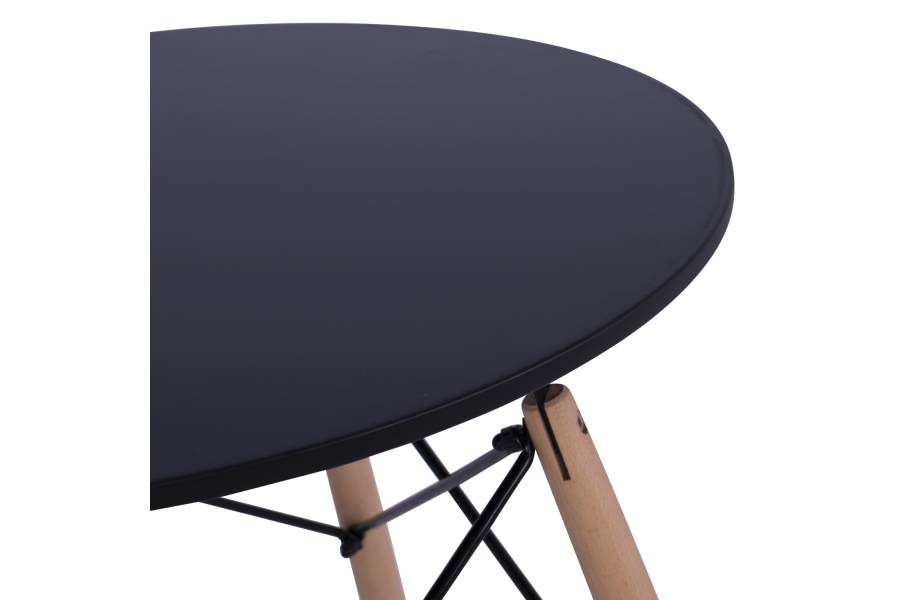 ΤΡΑΠΕΖΙ MINIMAL ΣΤΡΟΓΓΥΛΟ HM0060.02 ΜΑΥΡΟ ΧΡΩΜΑ MDF-ΠΟΔΙΑ ΟΞΙΑΣ ΦΥΣΙΚΟ Φ60Χ72Υεκ.