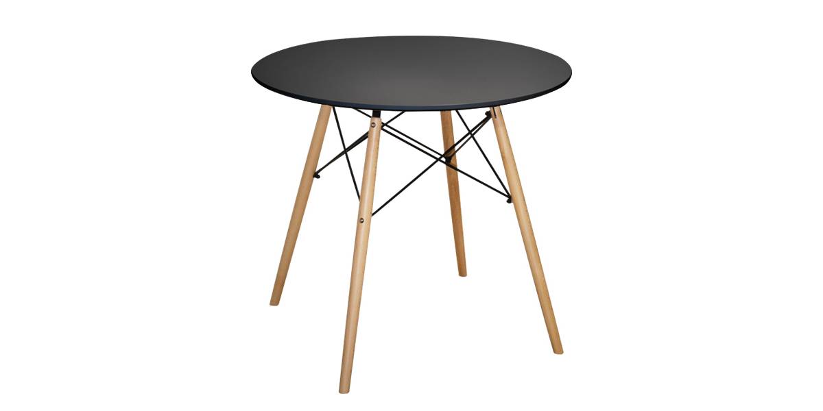 ΤΡΑΠΕΖΙ MINIMAL ΣΤΡΟΓΓΥΛΟ HM0059.02 MDF ΣΕ ΜΑΥΡΟ-ΠΟΔΙΑ ΟΞΙΑΣ ΦΥΣΙΚΟ Φ80Χ72Υεκ.
