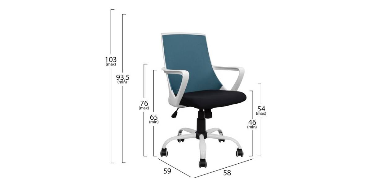 ΚΑΡΕΚΛΑ ΓΡΑΦΕΙΟΥ MALFOI HM1053.06 ΜΠΛΕ MESH & ΠΟΔΙ ΜΕΤΑΛΛΙΚΟ 58x59x103 εκ.