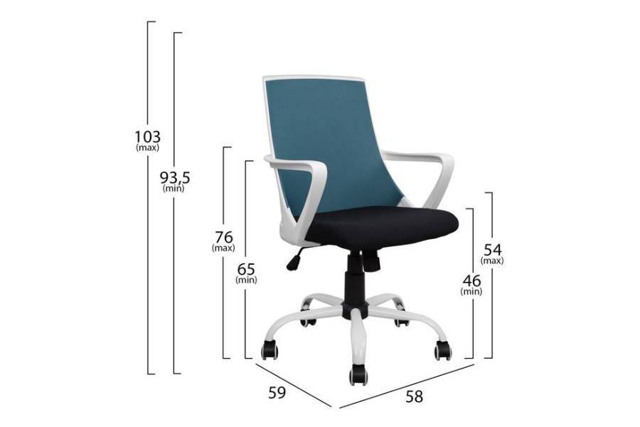 ΚΑΡΕΚΛΑ ΓΡΑΦΕΙΟΥ MALFOI HM1053.06 ΜΠΛΕ MESH & ΠΟΔΙ ΜΕΤΑΛΛΙΚΟ 58x59x103 εκ.