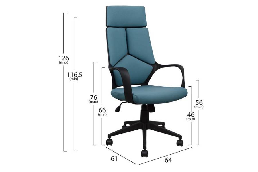 ΚΑΡΕΚΛΑ ΓΡΑΦΕΙΟΥ ANIVIA HM1054.06 ΓΚΡΙ ΣΙΕΛ & ΠΟΔΙ ΜΑΥΡΟ 64x61x126 εκ.
