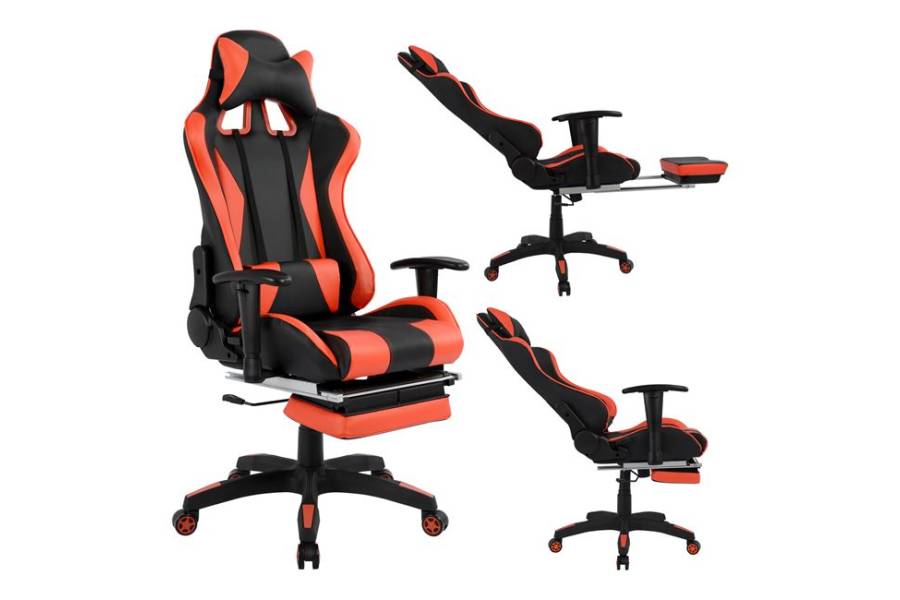 ΚΑΡΕΚΛΑ ΓΡΑΦΕΙΟΥ GAMING HM1063.01 SPEED ΜΑΥΡΟ ΚΟΚΚΙΝΟ & ΥΠΟΠΟΔΙΟ 68 x 71,5 x 134 cm