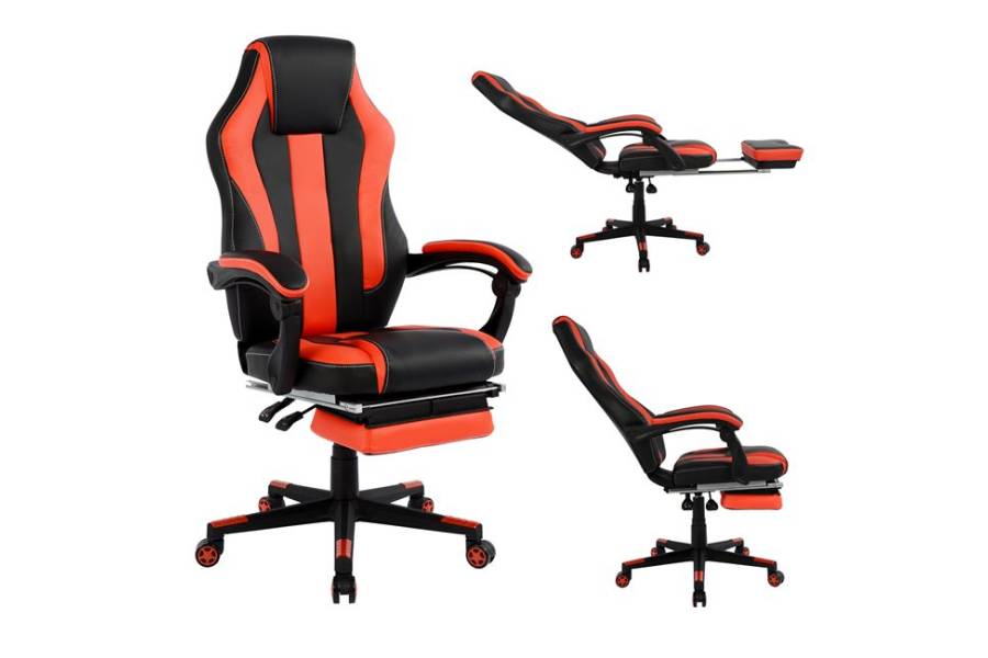 ΚΑΡΕΚΛΑ ΓΡΑΦΕΙΟΥ GAMING HM1064.01 SPEED ΜΑΥΡΟ ΚΟΚΚΙΝΟ & ΥΠΟΠΟΔΙΟ 72x76,5x123,5 cm