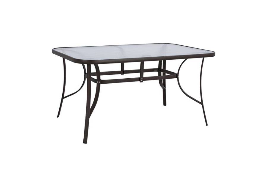 ΤΡΑΠΕΖΙ BRUNO 150X90Χ72Υεκ. ΚΑΦΕ ΜΕΤΑΛΛΙΚΟ ΜΕ ΓΥΑΛΙΝΗ ΕΠΙΦΑΝΕΙΑ HM5145.02