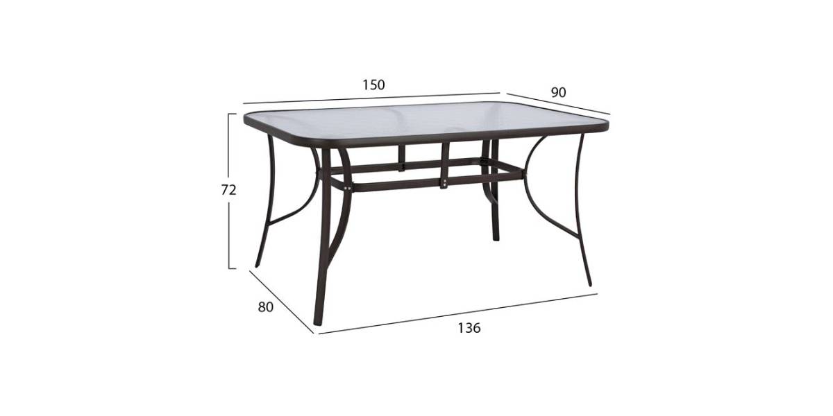 ΤΡΑΠΕΖΙ BRUNO 150X90Χ72Υεκ. ΚΑΦΕ ΜΕΤΑΛΛΙΚΟ ΜΕ ΓΥΑΛΙΝΗ ΕΠΙΦΑΝΕΙΑ HM5145.02