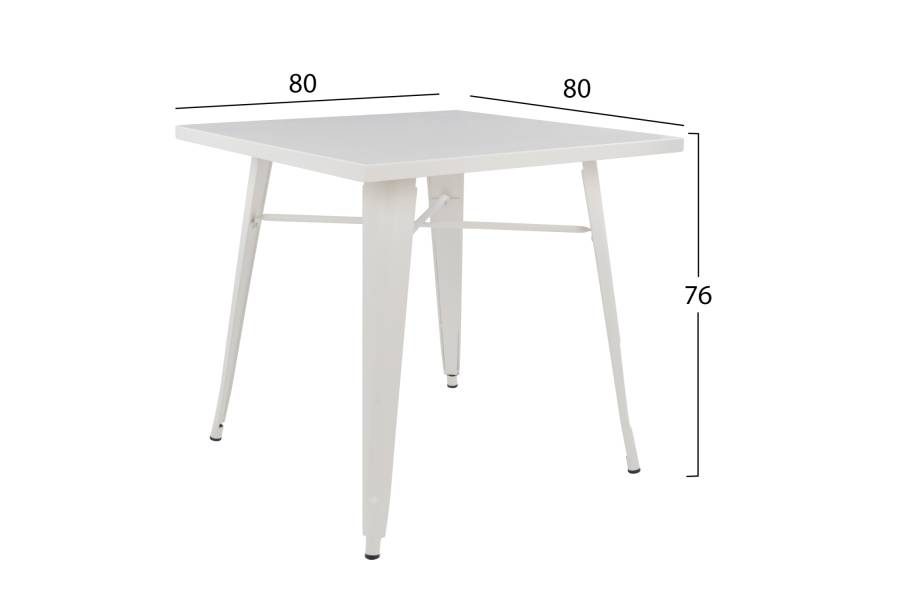 ΤΡΑΠΕΖΙ ΜΕΤΑΛΛΙΚΟ MILK WHITE ΜΑΤ HM0608.21 80X80X76