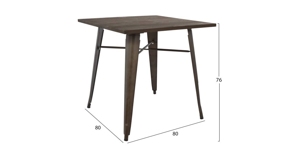 ΤΡΑΠΕΖΙ ΜΕΤΑΛΛΙΚΟ ΣΕ ΧΡΩΜΑ RUSTY ΚΑΙ ΞΥΛΟ HM0611.04 80x80x76εκ