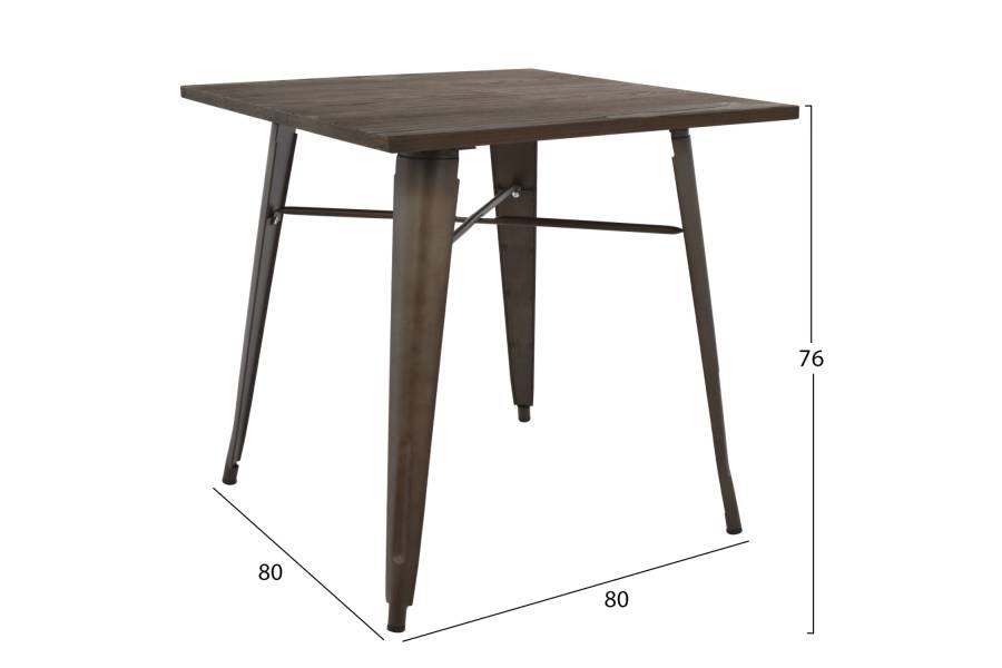 ΤΡΑΠΕΖΙ ΜΕΤΑΛΛΙΚΟ ΣΕ ΧΡΩΜΑ RUSTY ΚΑΙ ΞΥΛΟ HM0611.04 80x80x76εκ