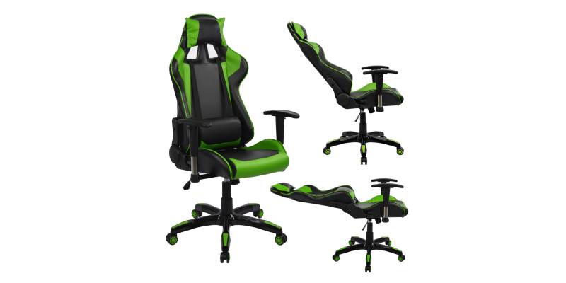 ΠΟΛΥΘΡΟΝΑ GAMING RACING HM1056.03 ΜΑΥΡΟ - ΠΡΑΣΙΝΟ PU 67x70x134 εκ.