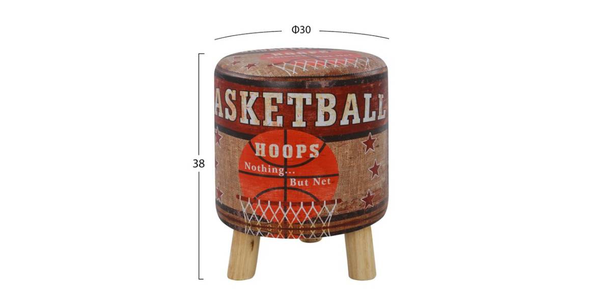 ΣΚΑΜΠΩ ΑΠΟ PU ΜΕ 3 ΠΟΔΙΑ ΞΥΛΙΝΑ HM8156 BASKETBALL Φ30Χ38Υεκ.
