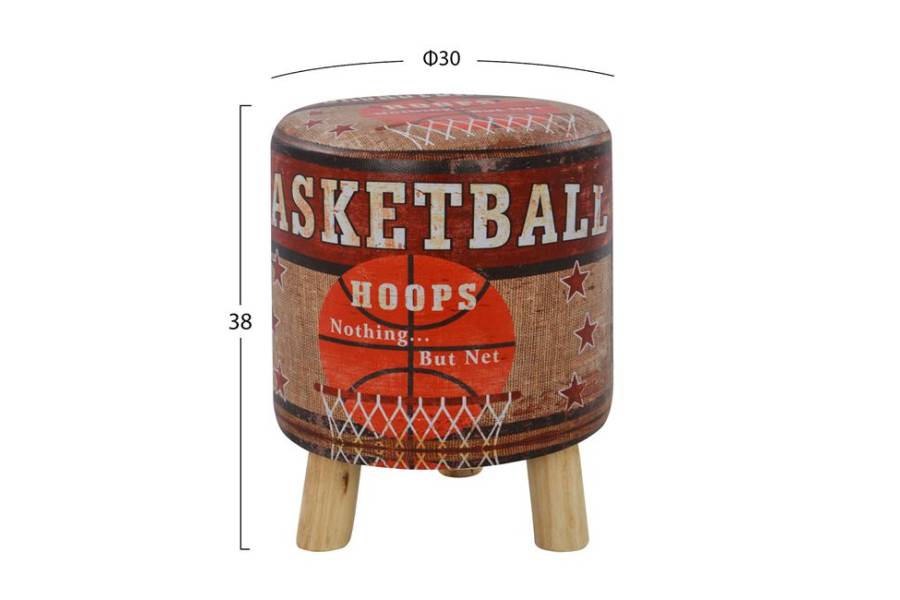 ΣΚΑΜΠΩ ΑΠΟ PU ΜΕ 3 ΠΟΔΙΑ ΞΥΛΙΝΑ HM8156 BASKETBALL Φ30Χ38Υεκ.