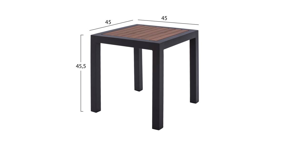ΤΡΑΠΕΖΙ ΑΛΟΥΜΙΝΙΟΥ SABRA HM5403.02 ΓΚΡΙ ΜΕ POLYWOOD 45Χ45X45,5 εκ.