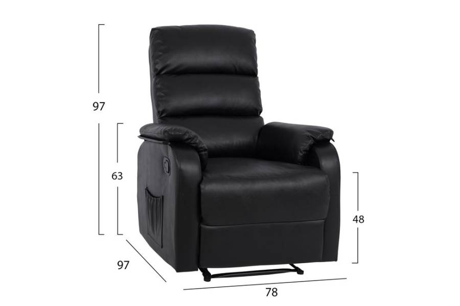 ΠΟΛΥΘΡΟΝΑ RELAX ΜΕ ΜΗΧΑΝΙΣΜΟ MASSAGE HM8316.01 ΜΑΥΡΟ PU 78x97x97 εκ.